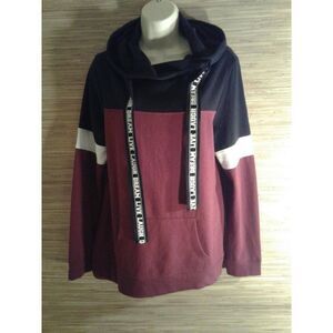 No boundries  FLEECE BURGUNDY &BLACK‎  HOODIE  M